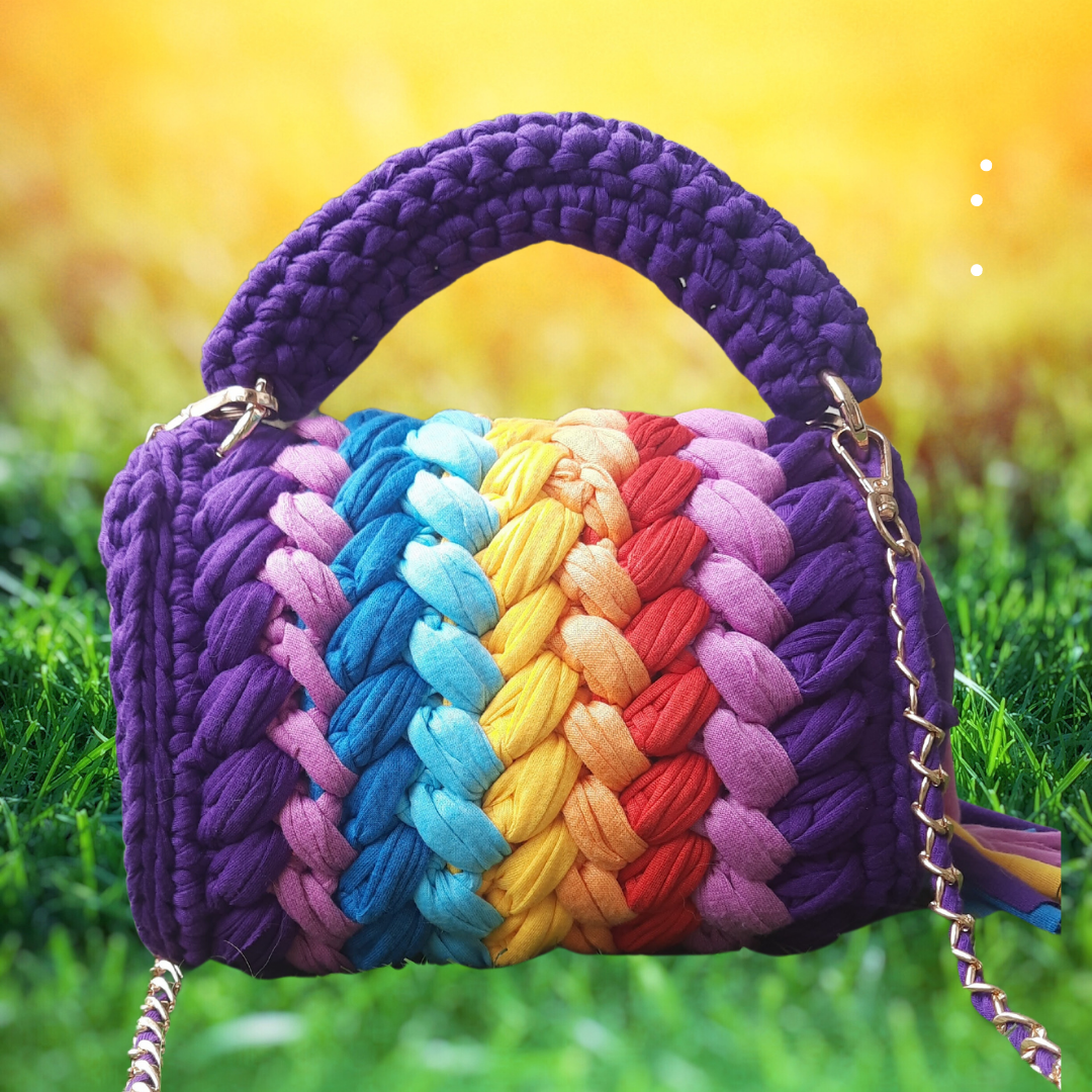 Shiroli Handmade Purple Tint Crochet Handbag- Image 3