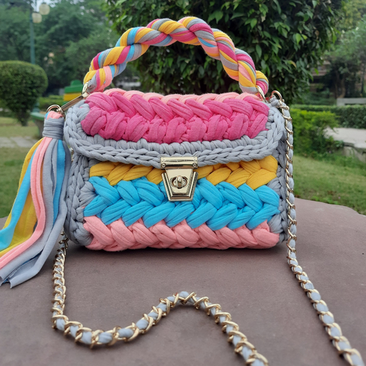 Shiroli Handmade Designer Color-Pop Crochet HandBag - Image 1