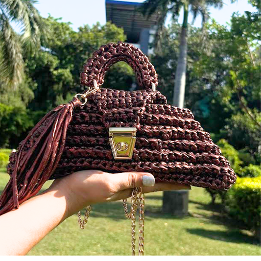 Shiroli Handmade Metallic Copper- Delta Crochet Bag - Image 2