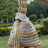 Shiroli Handmade Metallic Gold & Silver - Japanese Knot Bag - Image 3