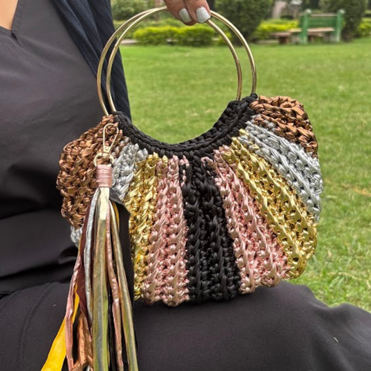 Shiroli Handmade Metallic Muse  - Luxe Crochet Bag - Image 2